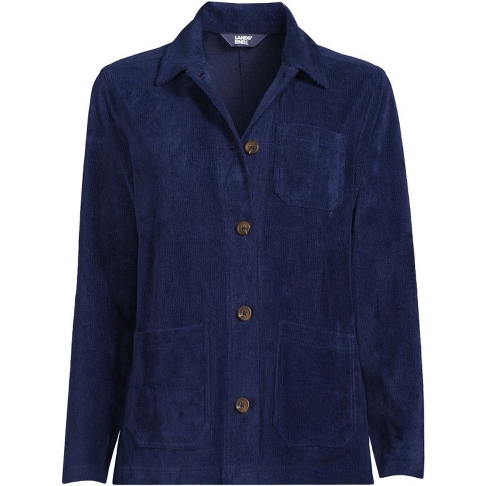 NWT Lands End Corduroy Jacket Navy - Sport Corduroy Shirt Shacket L